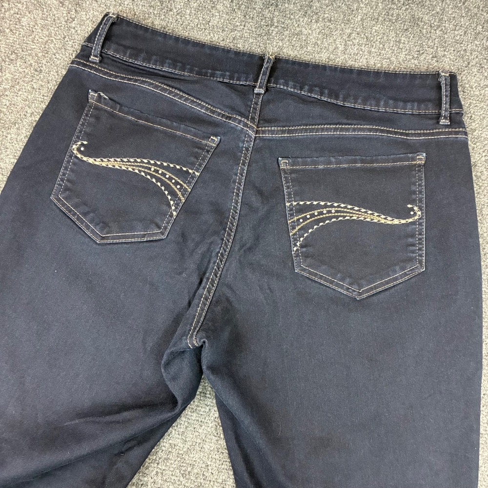 Riders by Lee Womens Mid Rise Bootcut Jeans Indigo Blue Embroidered Pockets 12P